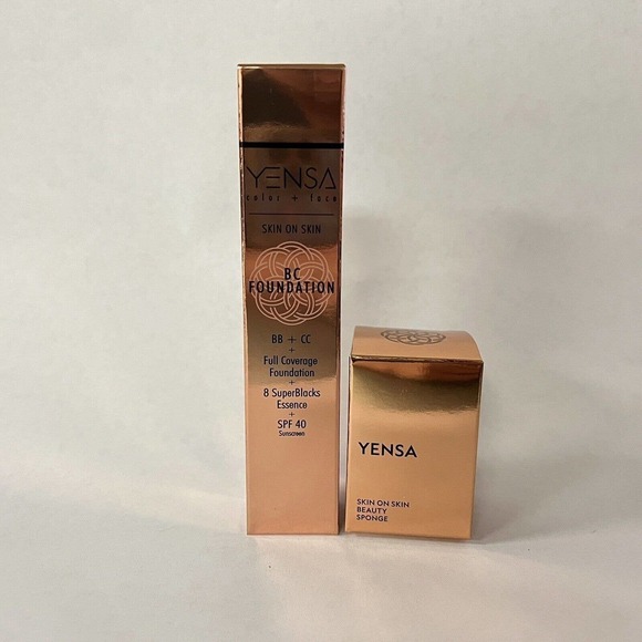 Yensa Beauty BC Foundation & Skin on Skin Beauty Sponge Set Tan Warm - Picture 1 of 4